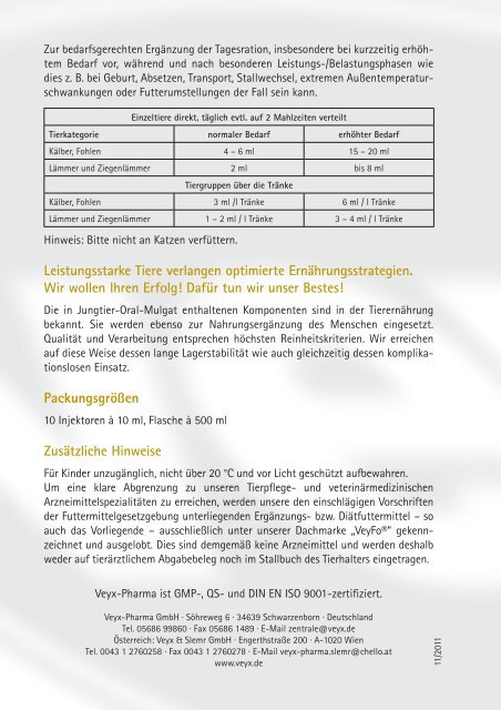 Jungtier-Oral- Mulgat VeyFo® - Veyx-Pharma GmbH