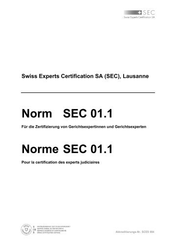 Norm SEC 01.1 Norme SEC 01.1 - swiss experts certification sa