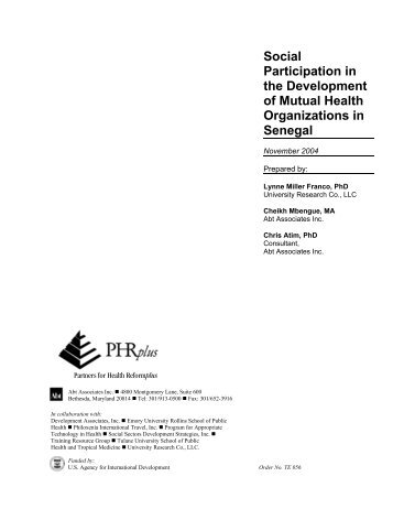 Social Participation in the Development of Mutual Health ... - PHRplus