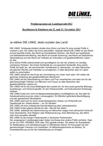 Wahlprogramm (PDF) - DIE LINKE. Schleswig Holstein