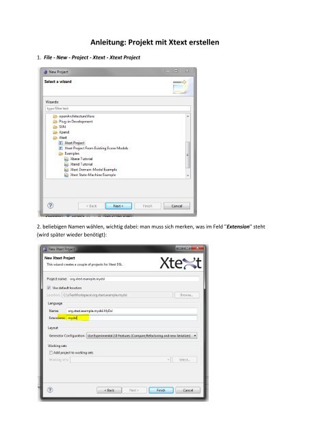 Anleitung: Projekt mit Xtext erstellen