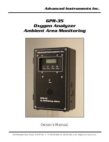 GPR-35 Oxygen Analyzer - Advanced Instruments Inc.