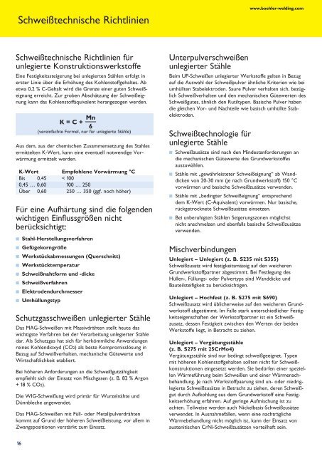 Schweisszusätze für den Stahlbau - Böhler Welding