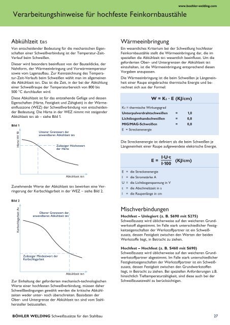 Schweisszusätze für den Stahlbau - Böhler Welding