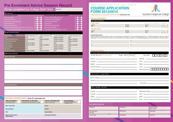 Pre Enrolment Advice Session Record - Brownlow Integrated College