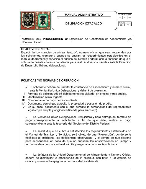 Manual Administrativo Gobierno Del Distrito Federal