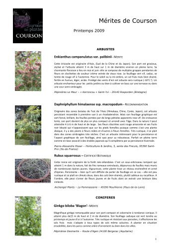 MÃ©rites, recommandations et certificats botaniques - Domaine de ...