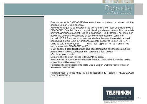 Notice d'utilisation Digicadre Notice d utilisation ... - Telefunken