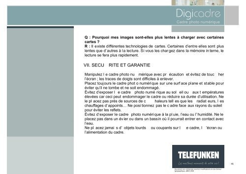 Notice d'utilisation Digicadre Notice d utilisation ... - Telefunken