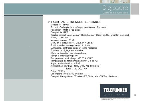 Notice d'utilisation Digicadre Notice d utilisation ... - Telefunken