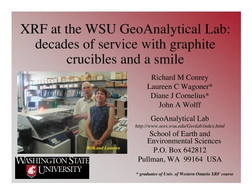 XRF at the WSU GeoAnalytical Lab - University of Western Ontario