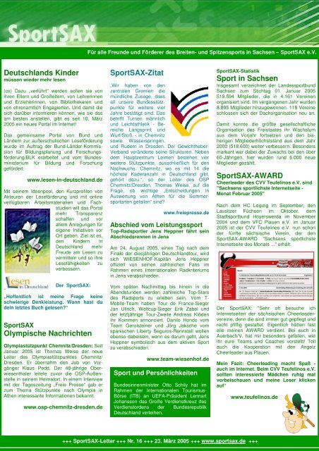 SportSAX Letter 05-03-22 - VfB Eintracht Fraureuth e.V.
