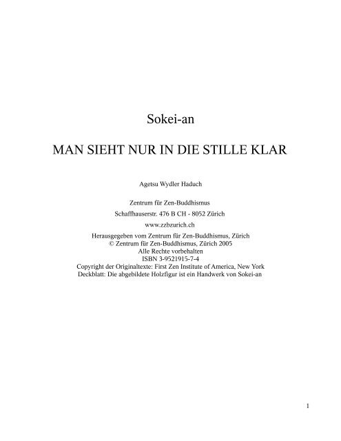 Sokei-an MAN SIEHT NUR IN DIE STILLE KLAR