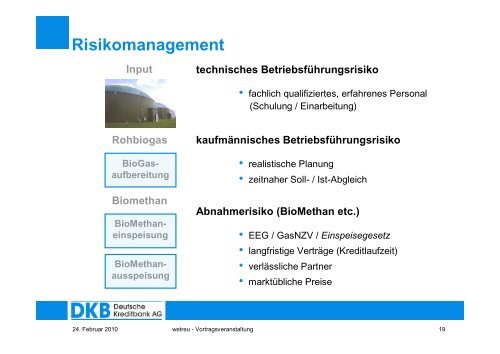 Anforderungen an Biomethanprojekte aus Bankensicht - wetreu