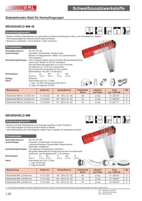 Schweißzusatzwerkstoffe 1 - Erl GmbH SCHWEISSEN+SCHNEIDEN