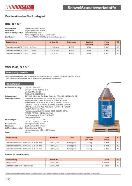 Schweißzusatzwerkstoffe 1 - Erl GmbH SCHWEISSEN+SCHNEIDEN