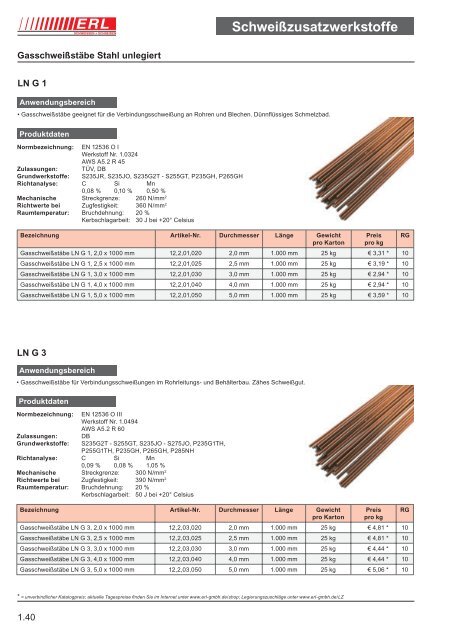 Schweißzusatzwerkstoffe 1 - Erl GmbH SCHWEISSEN+SCHNEIDEN