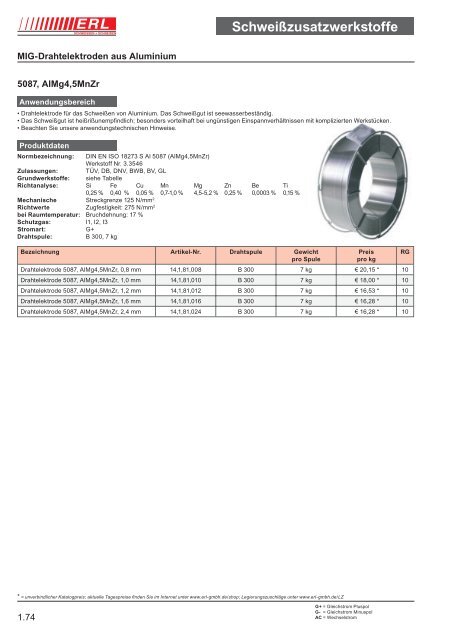 Schweißzusatzwerkstoffe 1 - Erl GmbH SCHWEISSEN+SCHNEIDEN