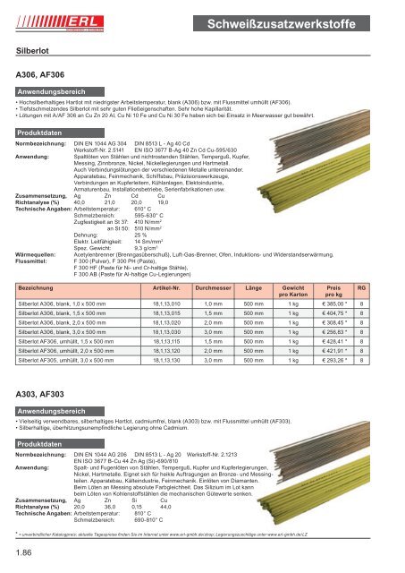 Schweißzusatzwerkstoffe 1 - Erl GmbH SCHWEISSEN+SCHNEIDEN