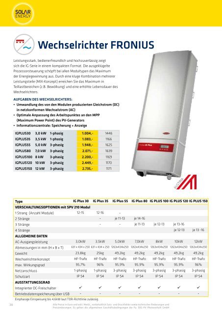 ig plus - serie - Solar Energy