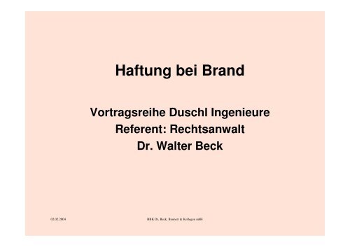 Haftung bei Brand - duschl ingenieure