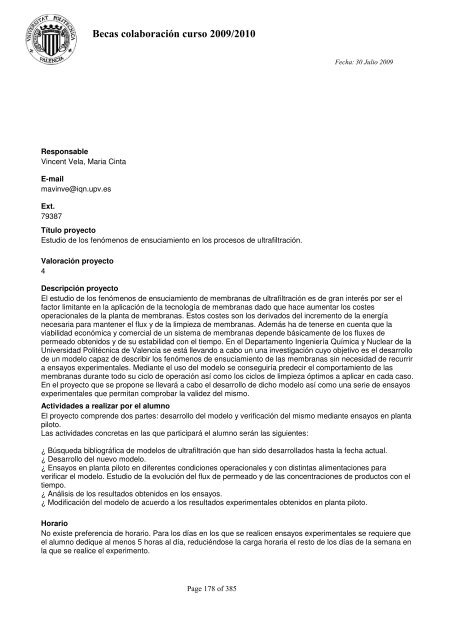 Becas concedidas a los departamentos - Universidad Politécnica de ...