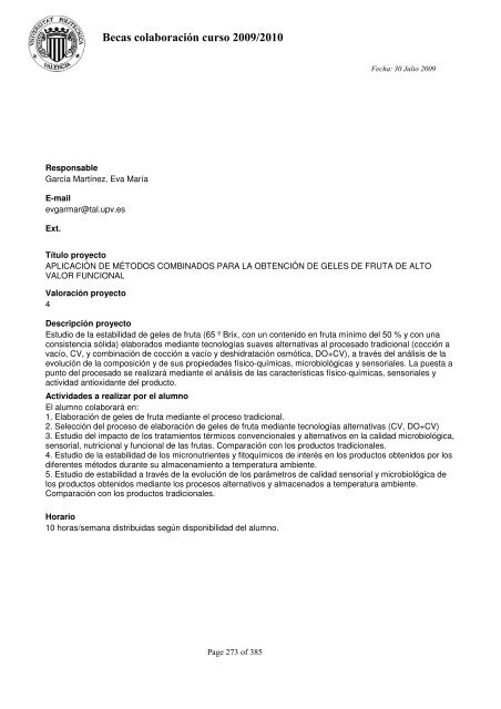 Becas concedidas a los departamentos - Universidad Politécnica de ...