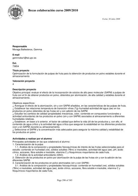 Becas concedidas a los departamentos - Universidad Politécnica de ...