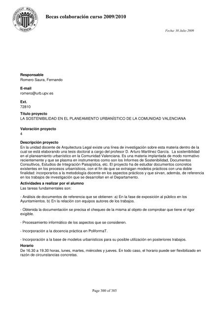 Becas concedidas a los departamentos - Universidad Politécnica de ...