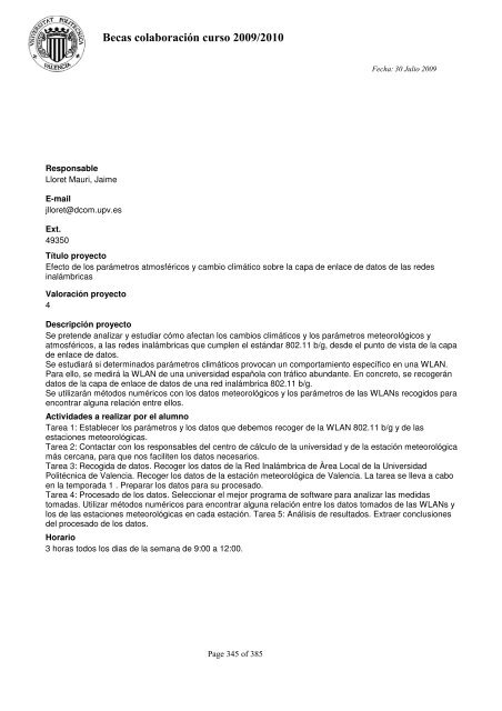 Becas concedidas a los departamentos - Universidad Politécnica de ...