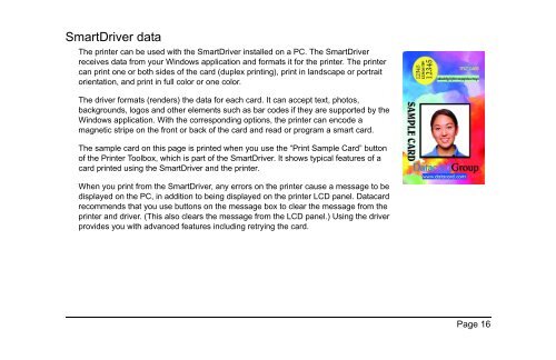 SP Series Network Printer Guide - Datacard