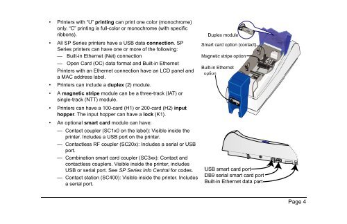 SP Series Network Printer Guide - Datacard