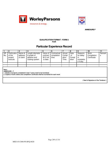 Pipelaying Tender-VOL I - WorleyParsons.com