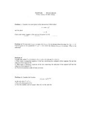 MATH 201 - FINAL EXAM Friday January 24 2003, 8:30am Problem 1