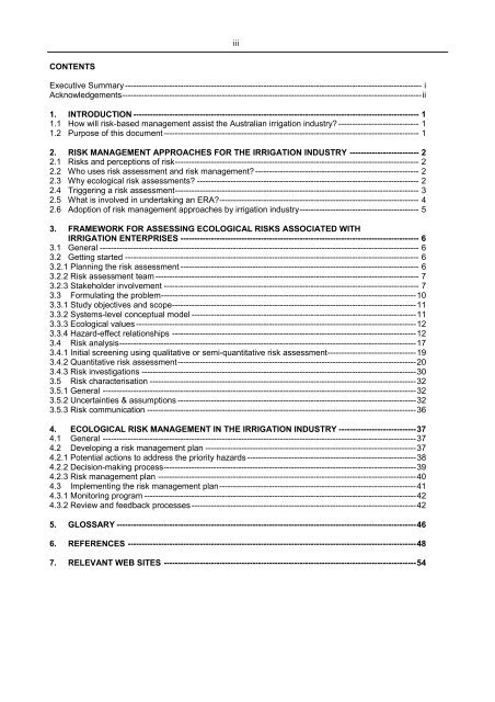 Ecological risk management - Land and Water Australia