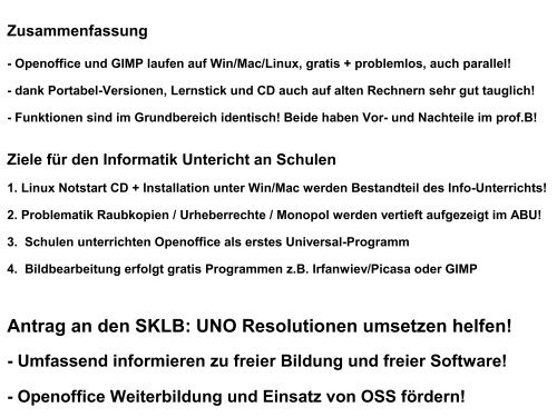 OSS auch an der Primschulen, Sek I und II - Userlearn.ch