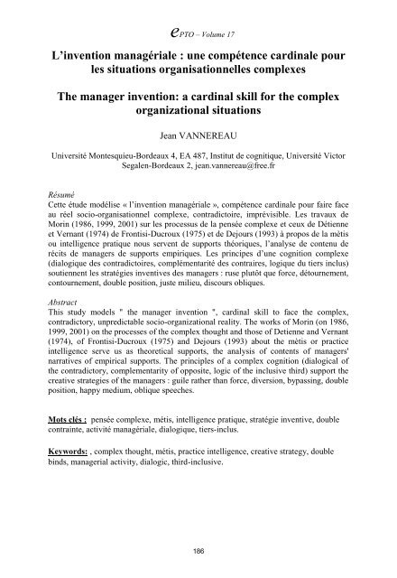 ePTO  La revue de psychologie du travail et des organisations