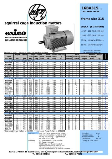 Three-phase Induction Motors (315 frame) - Rotor UK