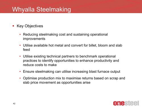 OneSteel Whyalla Investor Site Tour Presentation