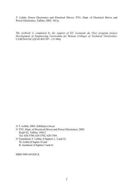 power electronics and electrical drives - of / [www.ene.ttu.ee]