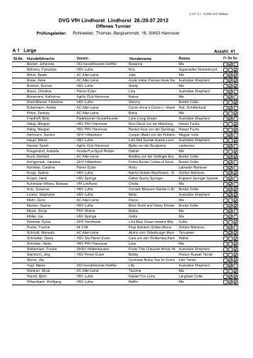 Meldeliste Kurzform - Verein für Hundesport Lindhorst e. V.