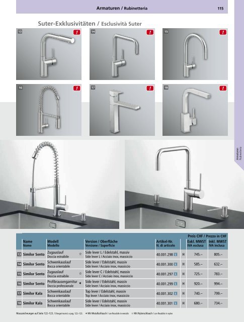 SpÃƒÂ¼len und Becken: Preisliste 2013 - Suter Inox AG