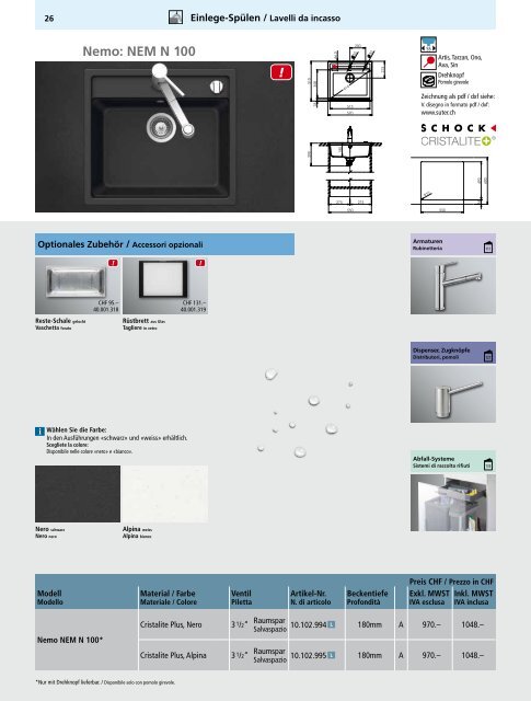 SpÃƒÂ¼len und Becken: Preisliste 2013 - Suter Inox AG