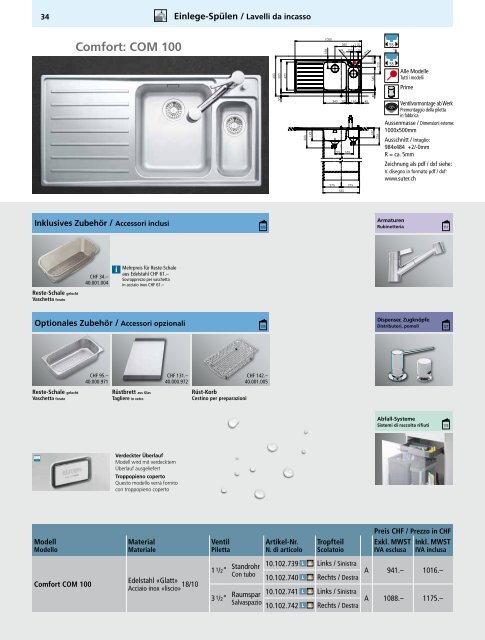 SpÃƒÂ¼len und Becken: Preisliste 2013 - Suter Inox AG