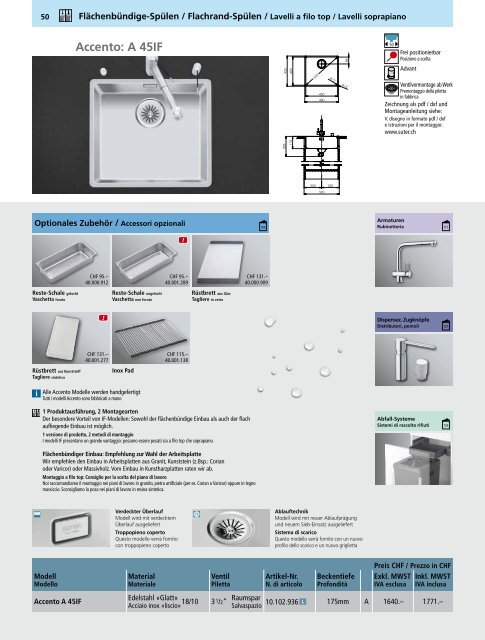 SpÃƒÂ¼len und Becken: Preisliste 2013 - Suter Inox AG