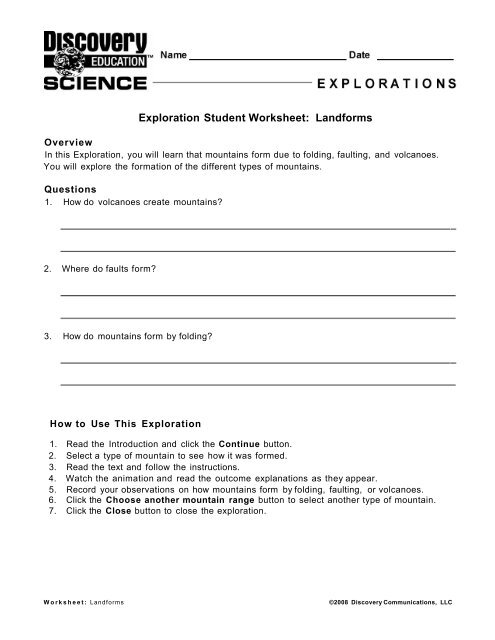 Exploration Student Worksheet: Ferns and Mosses