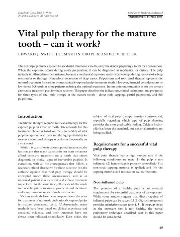 Vital pulp therapy for the mature tooth - Wiley Online Library
