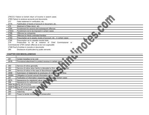 Income tax Act 1961 Section wise index - cs notes