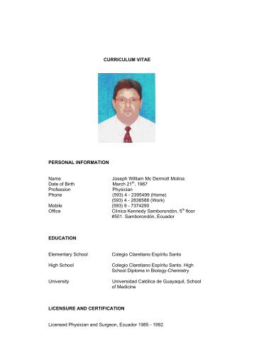 CURRICULUM VITAE PERSONAL INFORMATION Name Joseph ...