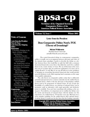APSA-CP Winter 2001.pub - Department of Politics, New York ...